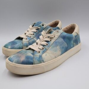 Sam Edelman Womens Sneakers Blue Watercolor Lace Up Low Top Casual Shoes Size 7W